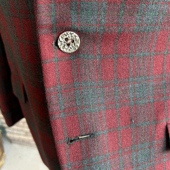 Louis Roth Union Made Vintage 80s Red Gray Plaid Wool Blazer Sports Coat Size 39 - Picture 12 of 15